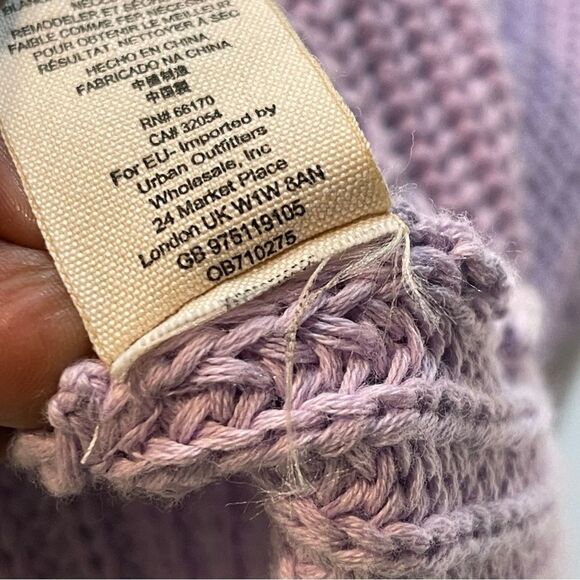 Free People Damsel Sweater Purple Bell Sleeve Cable Knit, Size M - Picture 13 of 14